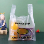 50 Pcs Plastic Bag Carry Out Bags Retail Supermarket Grocery Shopping Handle Food Packaging Home Storage Kitchen Accessories 50Pcs
