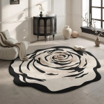 Elutoa vaip Lillevaibad Tooli p&otilde;himatt Must Valge Luksuslik Kodu kaunistus Vaip Magamistoa Voodi&auml;&auml;rsed Vaibad Alfombra De Sal&oacute;n Diameter 80cm