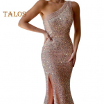 Naiste &otilde;htukleit, kaldus kaelus, &uuml;ks &otilde;lg, varrukateta, litritega, l&otilde;hikuga &auml;&auml;ris, &otilde;huke peokleit, suve&otilde;htune maksikleit S khaki