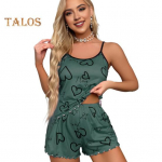 2tk/komplekt Lady Homewear top l&uuml;hikesed p&uuml;ksid &uuml;likond Heart Print Varrukateta seljata shirring vest Elastne k&otilde;rge v&ouml;&ouml;kohaga l&uuml;hikesed p&uuml;ksid Camis l&uuml;hikesed p&uuml;ksid riided Lady Summer 3XL