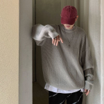 Meeste s&uuml;gistalvised ja kaelusega kampsunid Vintage Harajuku &uuml;lisuured topid Moodne soliidne pullover kampsun T&auml;navar&otilde;ivad M hall
