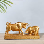 H&auml;rja ja karu loomakuju laual olev n&auml;idis Feng Shui kollektsioon 11x3x5,3 tolli eluruumi jaoks Golden