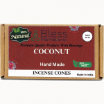 BLESS INTERNATIONAL 100% kookosp&auml;hkel - naturaalne - viirukikoonused k&auml;sitsi valmistatud - k&auml;sitsi kastetud orgaanilised kemikaalid - puhastus-l&otilde;&otilde;gastus-positiivsus Pack Of 10 Cones