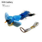 S&auml;utsuv lind kassim&auml;nguasi, interaktiivne elutruu pl&uuml;&uuml;sis lind piiksuva heli ja sulgedega puutetundliku kassipoja m&auml;nguasi toakassidele Battery