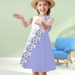 T&uuml;drukute 3D-printidega kleidid Lastele T&uuml;drukutele Varrukateta Printsess-kleit Tank 3D-Prindiga Lillede &uuml;mber kallutatav kleit 80 sinine