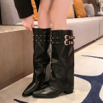 Terava ninaga k&otilde;rged kontsad Naiste kingad Seksikad p&otilde;lvega k&otilde;rged saapad 2025 Trend Br&auml;ndi Kujundaja Gladiator Chelsea saapad Punk Pumps Mujer Botas 35 pruun