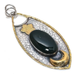 Indian Moss Agate 925 Sterling Silver Gift Two Tone Pendant 3.27 q5a74