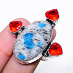 K2 Blue Azurite, Garnet 925 Sterling Silver Jewelry Ring Size 8 n1k59