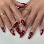 24 t&uuml;kki Burgundia &uuml;hev&auml;rviline Lihtne Ins Nail Art Dece Valentine's Day Bow Point Teemant Kandev k&uuml;&uuml;nte Mandli k&uuml;&uuml;net&uuml;kk