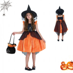 Halloweeni t&uuml;drukute kleit tr&uuml;kitud kleit N&otilde;ia rollim&auml;ng Cosplay kost&uuml;&uuml;m Maskeraadi kost&uuml;&uuml;m 130 oranž
