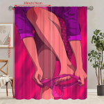 2 tk - Yst&auml;v&auml;np&auml;eva tegelaskujundusega - Tr&uuml;kitud kardin - Pol&uuml;estermaterjal - Sobib magamistuppa, elutuppa, t&ouml;&ouml;tuppa, 30Wx65L(76x165CM)x2