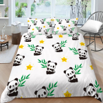 Panda karu voodipesukomplektid Loomakujuline tekikott &Uuml;heinimese, kaheinimese, v&auml;ikese suurusega ja padjap&uuml;&uuml;rid Kodutekstiil 3D-tr&uuml;kiga voodipesu lastele Lastele EU single(135x200cm) black