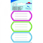 12 &eacute;tiquettes adh&eacute;sives scolaires - Ovale Vintage - multicolore
