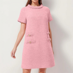 Naiste Armas Prantsuse Stiilis L&uuml;hikesed Kleitid Elegantne Tviid &Uuml;hev&auml;rviline N&ouml;&ouml;bitav Pullover Midi Kleit Kontoridaam L&uuml;hikesed Pidulikud Kleitid XL roosa