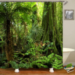 Forest Natural Scenery du&scaron;ikardinad Kvaliteetsed veekindlad du&scaron;ikardinad Puu maastik Vannitoa kardina pol&uuml;esterkangas W300xH180cm