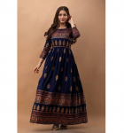 India Pakistani &Uuml;lemine Tuunika Anarkali Kleit Bollywood Peoriide Etniline Pikk Kurti Kurta S sinine