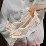 Hingavad pehme tallaga v&otilde;rkkingad antiiksandaalid 6cm sisek&otilde;rgust suurendavad riidest kingad 34