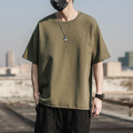 Puhast puuvillast retro avara vormiga lihtne T-s&auml;rk, l&uuml;hikeste varrukatega vabaaja stiil 3XL