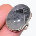 Natural Black Rutile Gemstone 925 Sterling Silver Jewelry Ring Size 8.5 n0p04