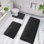 Reljeefse kivimustriga libisemiskindel vannitoamatt Three-Piece Set: 40*60, 40*50, 40*38 Lid