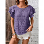 VEZFAA naiste moe vabaaja suve kevade &uuml;hev&auml;rvilise tr&uuml;kiga l&uuml;hikeste varrukatega O-kaelusega pluusid ja s&auml;rgid S must