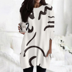 Naiste vabaaja 3/4 varrukatega s&auml;rgid Moeprinteriga tuunikatopid taskutega XXXL beež