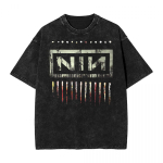 Pestud T-s&auml;rgid NIN Nine Inch Nails Hip Hop Retro T-s&auml;rgid Harajuku Streetwear L&uuml;hikeste varrukatega Tr&uuml;kitud Topid T-s&auml;rk Meestele Naistele L must