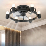 Kandelabrist laeventilaatoriga lamp Antiikne magamistoalamp ventilaatoriga T&ouml;&ouml;stusliku stiiliga laeventilaatoriga lamp must