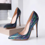 V&auml;rvilised laserkivimustrilised madala ninaga k&otilde;rge kontsaga kingad, peened kontsad, elegantsed banketinaiste kingad 38