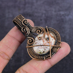 Laguna Lace Agate Handmade Copper Wire Wrap Jewelry Pendant 2.36 y0e17