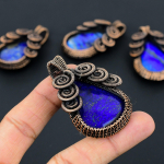 Lapis Lazuli Handmade Copper Wire Wrap Pendant Jewelry 2.36 d3i09