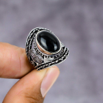 Black Onyx Handmade 925 Sterling Silver Jewelry Ring Size 6 n5g55