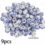 9/16/21 tk keraamilised helmed, 10mm tr&uuml;kitud keraamilised helmed &uuml;mmargused lillehelmed ehted vahehelmed DIY suvine ranna pahakett k&otilde;rvar&otilde;ngad 9pcs