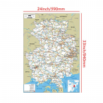 Raamimata Saksamaa kaart-teede kaart, seinakaunistus koju, kontorisse, klassiruumi, sise-/v&auml;likasutuseks, haridusplakat, reisivahendid 59*84cm