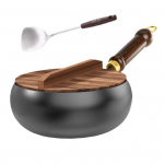 Traditsiooniline Wok-pott K&auml;sitsi Sepistatud Malmpott Suure K&otilde;huga Praepann Stir-Fry jaoks Supp Ainulaadne Raud K&ouml;&ouml;gin&otilde;u 24cm A