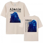 Alanis Morissette 2025 maailmaturnee T-s&auml;rk L&uuml;hikeste varrukatega O-kaelusega Naiste/Meeste T-s&auml;rgid T&auml;navamood Hip Hop Unisex Puuvillased Topid XS