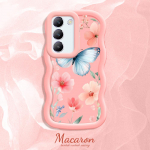 V&auml;rvitud muster Big Wave Edge pehme silikoon materjal Macaron telefoni &uuml;mbris p&otilde;rutuskindel kaitsev kummist korpus OnePlus Vivo Motorola Moto jaoks Vivo V30 Lite 5G roosa
