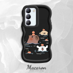 V&auml;rvitud muster Big Wave Edge pehme silikoon materjal Macaron telefoni &uuml;mbris p&otilde;rutuskindel kaitsev kummist korpus OnePlus Vivo Motorola Moto jaoks Vivo Y27 4G must