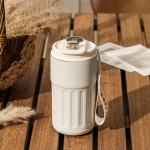 450ML Roostevabast terasest termiline veepudel LED-temperatuurin&auml;idikuga Kohvitass Hoiab k&uuml;lma ja sooja Termoskruus Reisimiseks vaakumkolb 450ML valge