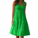 Suvine Valge O-kaelusega Varrukateta Volangidega Vabaaja Rannakleidid Naised Boho &Uuml;hev&auml;rviline Elegantne Suvekleit Klubi Peo Midi Vestidos L