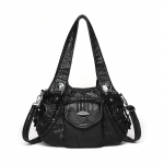 Naiste pehmest nahast &otilde;lakott suure mahutavusega kandekott keskealisele emale crossbody-kott must