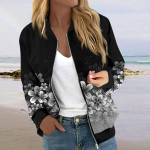 Naistele m&otilde;eldud jakid pikkade varrukatega, kerge lukuga, k&auml;rbitud tr&uuml;kiga &uuml;ler&otilde;ivad vabaaja taskutega tepitud jakid XL