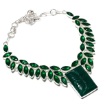 Emerald(Simulated) Diopside 925 Sterling Silver Necklace 18 d3d97