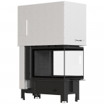 Steel fireplace KRATKI REGNOR 500/700 8 kW &Oslash; 200 3-sided, black thermotec and self closing door
