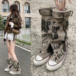 Prinditud Disainer Cowboy K&otilde;rged Saapad Naiste Kingad Madalad Vabaaja Tossud 2024 Trend Chelsea S&uuml;gis L&otilde;uend Pahkluusa Botas Mujer Zapatillas 35 khaki