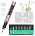 Juhtmevaba elektriline graveerimispulk 3 reguleeritava kiirusega ehete, puidu, metalli, klaasi, kivi jaoks roosa