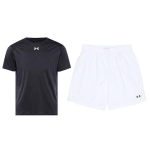 Under Armour &Uuml;hev&auml;rviline Vabaaja &Uuml;mmarguse Kaelusega L&uuml;hikeste Varrukatega T-s&auml;rk Treeningp&uuml;ksid Spordikomplekt Meeste komplektid Must Valge 21500513-001+21500201-100 S
