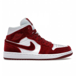 Air Jordan 1 Mid Punane Samet Naiste Tennised Valge Must Team-Red FZ3334-100 36.5