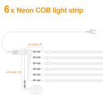 Sisseehitatud akustiline seinapaneeldekor Isekleepuv neoon COB LED valguslintide komplekt Puidus&uuml;&uuml;ga rest Kardinseinavalgusti Puutetundlik h&auml;mardusl&uuml;liti 1M valge
