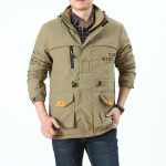 S&uuml;gis- ja talvine meeste suur vabaaja fliisist paksendatud jakk Meeste keskmine ja pikk v&auml;lijakk 4XL khaki